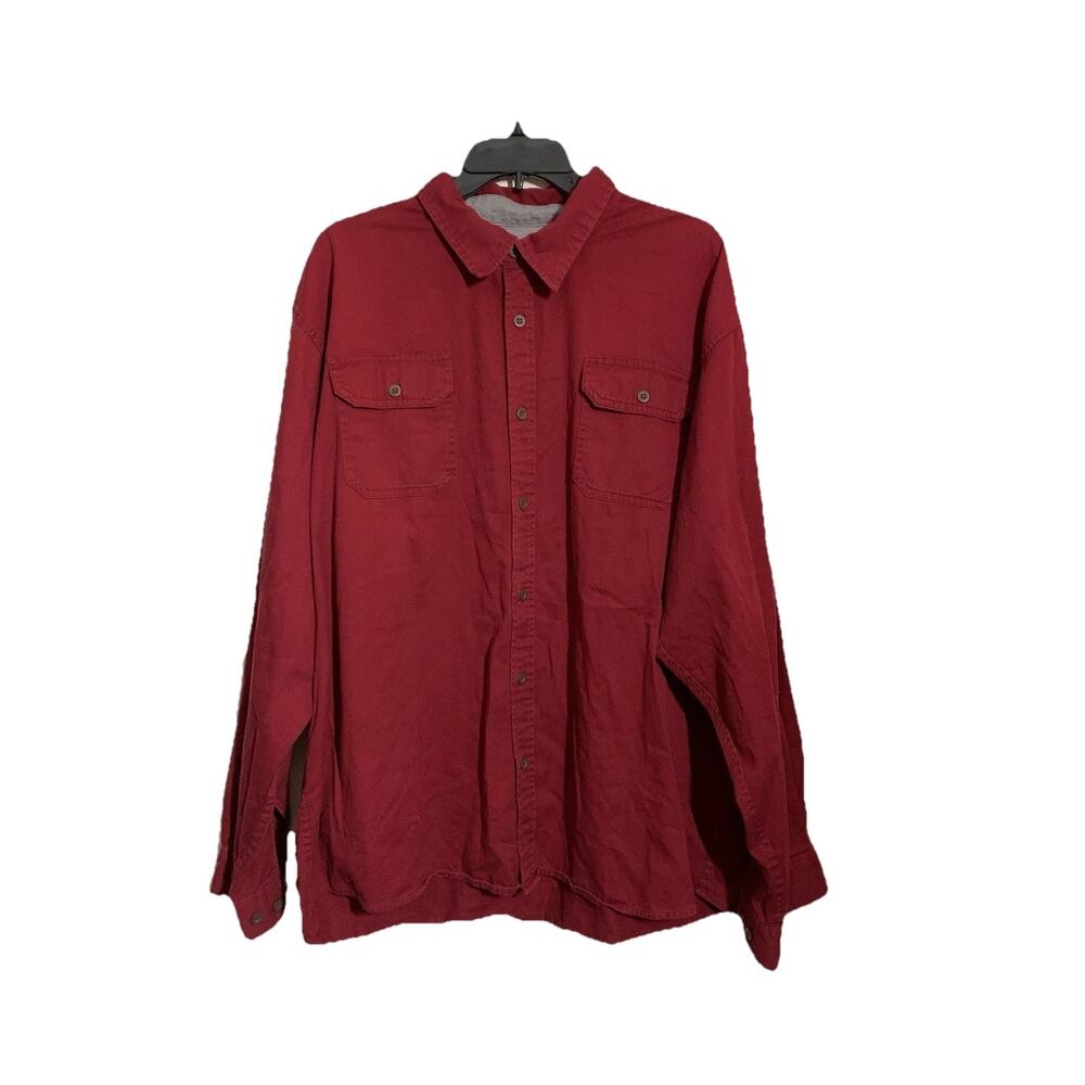 Wrangler Shirt Mens XL Red Burgundy Denim Western Long Sleeve Casual Button Up